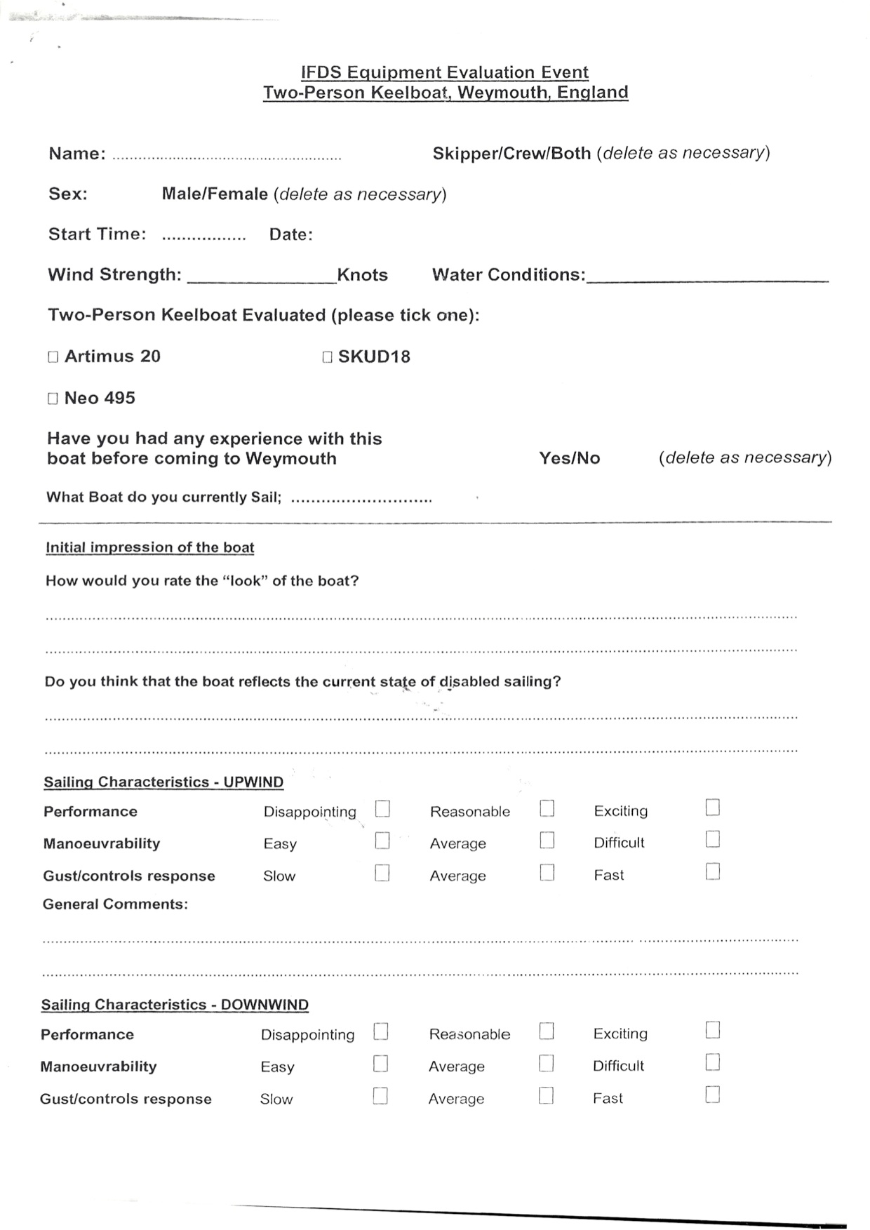IFDS Evaluation Form #1
